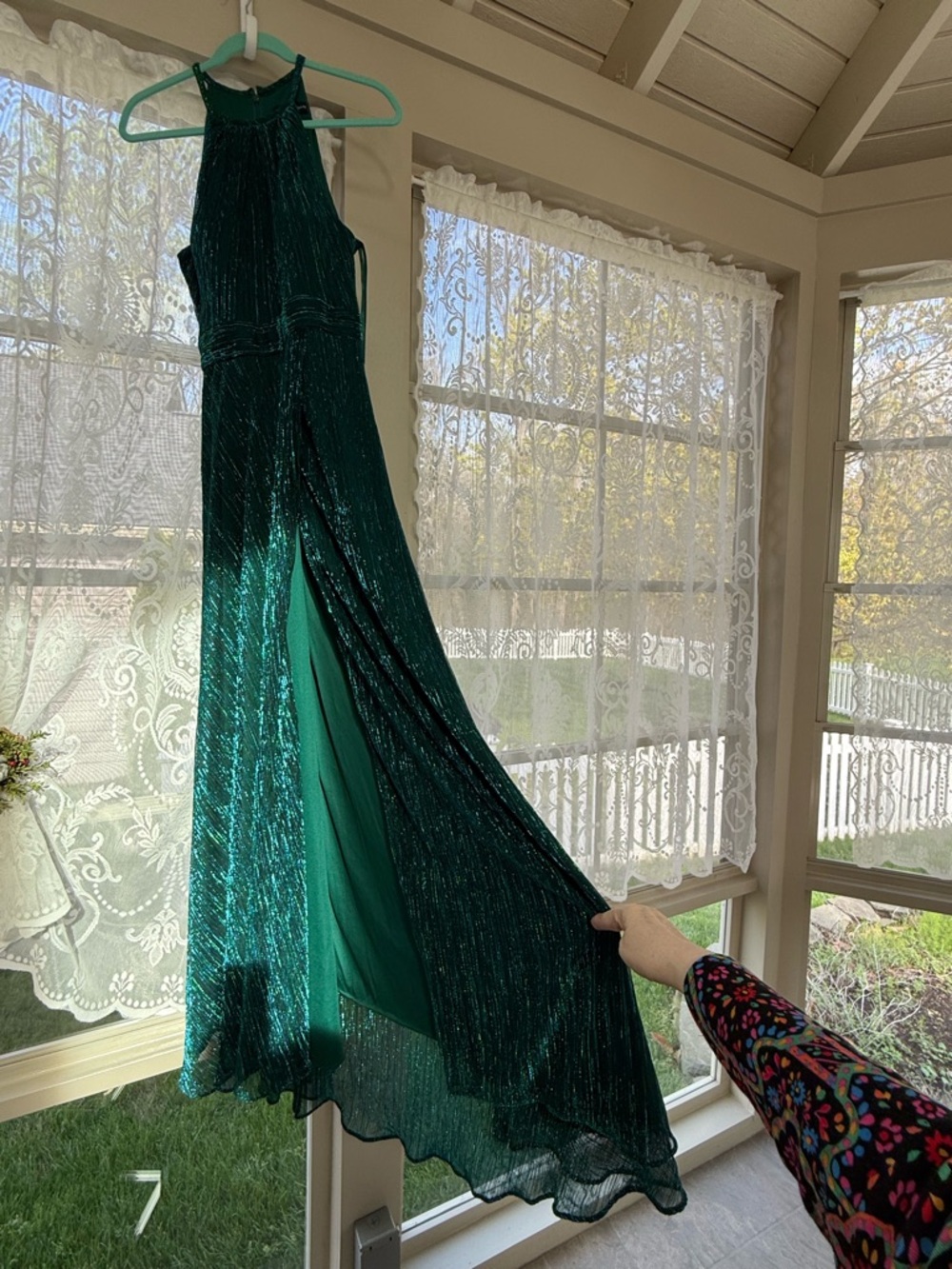 Betsy and Adam Metallic Halter gown size 10